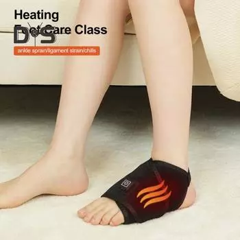 Электрический нагревательный бандаж для лодыжки USB-грелка с 3 настройками нагрева для снятия боли при растяжении связок лодыжки, ахиллите и тендините чёрный