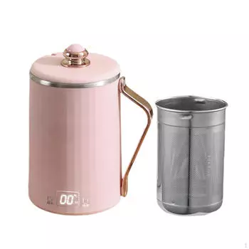 Электрический нагревательный чайник с цифровым дисплеем и чашкой для вечеринок, офисов, путешествий, розовый розовый