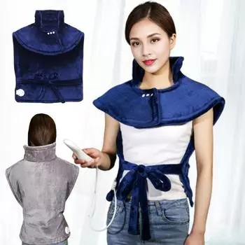 Электрический нагревательный платок-накидка с регулируемыми настройками температуры, функцией таймера, быстрый нагрев, зимняя шаль, утеплитель для шеи UK синий