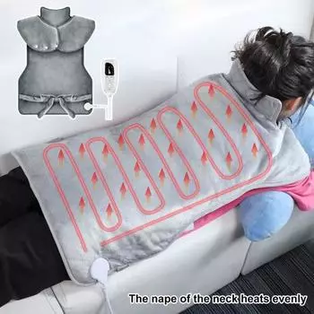 Электрический нагревательный платок с розеткой ЕС, регулируемые кнопки, автоматическое выключение, сохранение тепла плеч, шеи и спины, 6 скоростей регулировки температуры, управление одной кнопкой, грелка EU