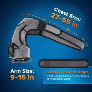 Электрический нагревательный пояс для массажа плеч, домашний тепловой вибрационный массажный пояс для облегчения артрита плеч, поддерживающая подушка чёрный