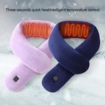 Электрический нагревательный шарф, перезаряжаемая грелка для шеи с 3 регулируемыми шестернями, плюшевая ткань, согревающая шею красный