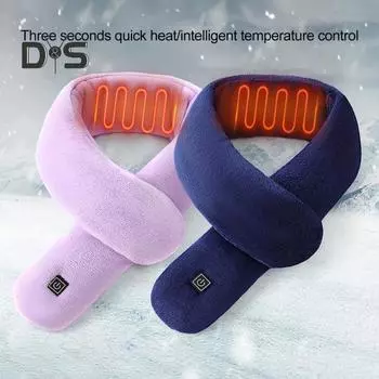 Электрический нагревательный шарф, перезаряжаемая грелка для шеи с 3 регулируемыми шестернями, плюшевая ткань, согревающая шею розовый