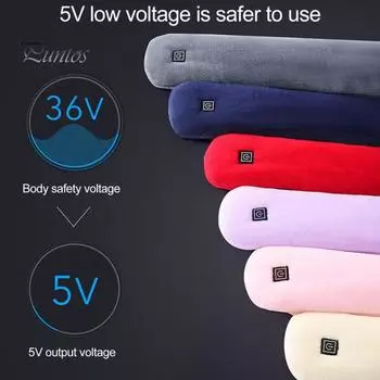 Электрический нагревательный шарф, перезаряжаемая грелка для шеи с 3 регулируемыми шестернями, плюшевая ткань, согревающая шею красный