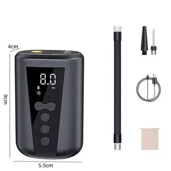 Электрический насос для мячей с цифровым точным манометром, светодиодной подсветкой, перезаряжаемой батареей емкостью 2000 мАч, чёрный