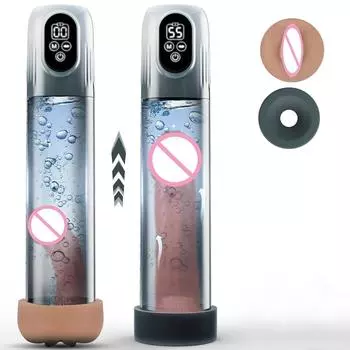 Электрический насос для пениса с ЖК-дисплеем, автоматический мужской мастурбатор, вакуумный насос с 4 режимами давления и 5 режимами всасывания, секс-игрушка для взрослых для мужчин