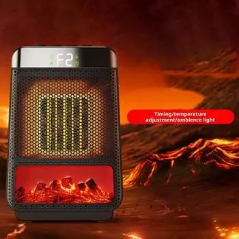 Электрический обогреватель 4 режима времени Регулируемая температура Низкий уровень шума Компактный дизайн Портативный мини персональный обогреватель UK чёрный