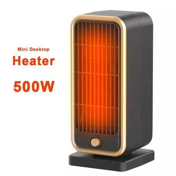 Электрический обогреватель 500 Вт для обогрева помещения, защита от перегрева, керамический обогреватель 220 В, низкий уровень шума для бытовой техники в спальне EU plug чёрный