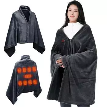 Электрический обогреватель, быстро нагреваемый, USB-зарядка, толстый плюш, 3 регулируемых температуры, теплая шаль, зимняя накидка, застежка на пуговицы, одеяло