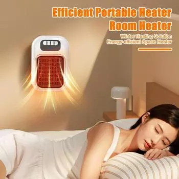 Электрический обогреватель, небольшой бытовой обогреватель с широким углом воздушного потока, быстрый нагрев, портативный настенный UK чёрный