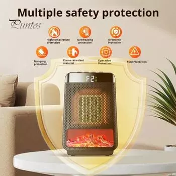 Электрический обогреватель с таймером, регулируемой температурой и автоматическим отключением, огнестойкий, для использования в помещении, мини-персональный обогреватель JP Plug чёрный
