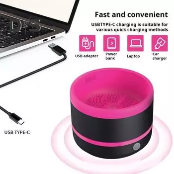 Электрический очиститель для кистей для макияжа, работающий от USB, машина для мойки кистей для макияжа, 100 об/мин, автоматический очиститель для косметических кистей всех размеров розы красного