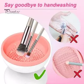 Электрический очиститель для кистей для макияжа с питанием от USB, силиконовый стаканчик для чистки косметических кистей, портативная автоматическая машина для чистки косметических кистей, моющие инструменты розовый/белый