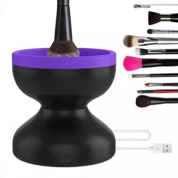 Электрический очиститель для кистей для макияжа с питанием от USB, силиконовый коврик для чистки косметических кистей, портативная автоматическая машина для чистки косметических кистей, моющие средства чёрный/фиолетовый