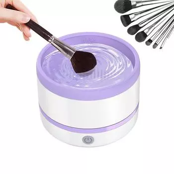 Электрический очиститель для кистей для макияжа с питанием от USB, силиконовый коврик для чистки косметических кистей, портативная автоматическая машина для чистки косметических кистей, моющие средства светло-фиолетовый
