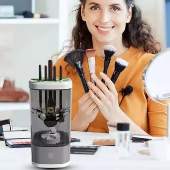Электрический очиститель для кистей для макияжа с УФ-сушкой, работающий от USB, автоматическая машина для чистки косметических кистей, сушилка для мытья кистей, контейнер для инструментов