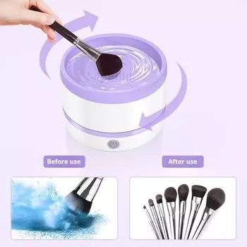 Электрический очиститель для кистей для макияжа с питанием от USB, силиконовый коврик для чистки косметических кистей, портативная автоматическая машина для чистки косметических кистей, моющие средства светло-фиолетовый