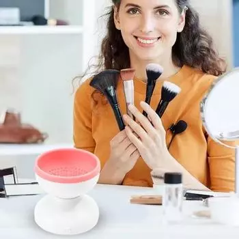 Электрический очиститель для кистей для макияжа с питанием от USB, силиконовый стаканчик для чистки косметических кистей, портативная автоматическая машина для чистки косметических кистей, моющие инструменты