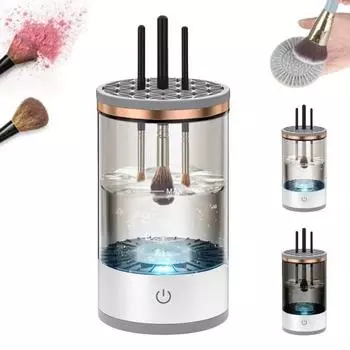 Электрический очиститель для кистей для макияжа USB, перезаряжаемый, 7000 об/мин, многофункциональный автоматический очиститель для косметических кистей, сушилка для мытья кистей, контейнер для инструментов