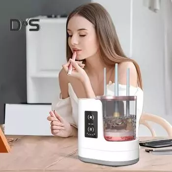 Электрический очиститель для кистей для макияжа USB Автоматическая машина для чистки косметических кистей Многофункциональная сушилка для косметических кистей Держатель Контейнер для мытья инструментов белый