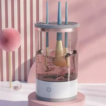 Электрический очиститель для кистей для макияжа USB Автоматическая машина для чистки косметических кистей Многофункциональная сушилка для косметических кистей Держатель Контейнер для мытья инструментов чёрный