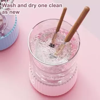 Электрический очиститель для косметических кистей с питанием от USB Автоматический вращающийся очиститель для косметических кистей синий