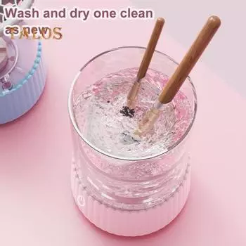 Электрический очиститель для косметических кистей с питанием от USB, автоматический вращающийся очиститель для косметических кистей всех размеров синий