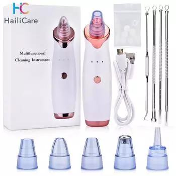 Электрический очиститель для лица от угрей, очиститель от прыщей, пылесос с черной точкой, инструмент для удаления черных точек, машина для очистки пор белый