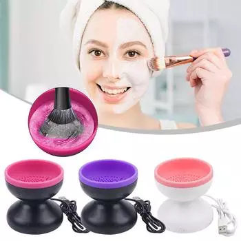 Электрический очиститель кистей для макияжа, профессиональный инструмент для чистки кистей для макияжа фиолетовый/чёрный
