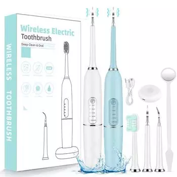 Электрический очиститель зубного камня Устройство для чистки зубов Очиститель зубов Отбеливание зубов Ирригатор Удаление зубного камня Уход за зубами синий