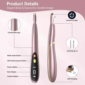 Электрический очиститель зубов Wi-Fi Visual Smart для удаления зубного камня со светодиодной подсветкой Набор для чистки зубов для синий
