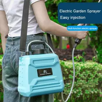 Электрический опрыскиватель объемом 1,3 галлона/2,1 галлона со встроенным аккумулятором емкостью 18650 мАч, садовый опрыскиватель с телескопической распылительной трубкой для полива растений 5L синий