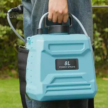 Электрический опрыскиватель объемом 1,3 галлона/2,1 галлона со встроенным аккумулятором емкостью 18650 мАч, садовый опрыскиватель с телескопической распылительной трубкой для полива растений 5L синий