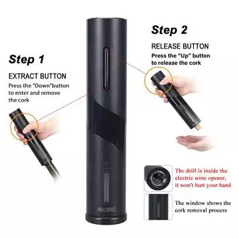 Электрический открывалка для бутылок вина, автоматический электронный штопор, перезаряжаемый E чёрный