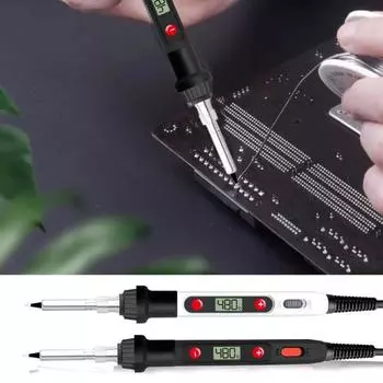 Электрический паяльник 110/220 В с регулируемой температурой, ремонт, сварка, паяльная станция, нагревательные наконечники для карандашей, инструмент для мастерской 110v чёрный