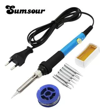 Электрический паяльник 110 В 220 В 60 Вт, набор инструментов для ремонта сварки с регулировкой температуры, с паяльной головкой, кронштейн для припоя