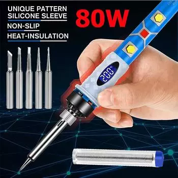 Электрический паяльник 220 В 110 В, регулируемый припой, сварочный ремонтный инструмент, набор для пайки 80W & US Plug