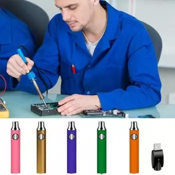 Электрический паяльник в комплекте с регулируемой температурой, быстрый нагрев, портативный, легкий дизайн, перезаряжаемый беспроводной паяльник-ручка 650mah зелёный