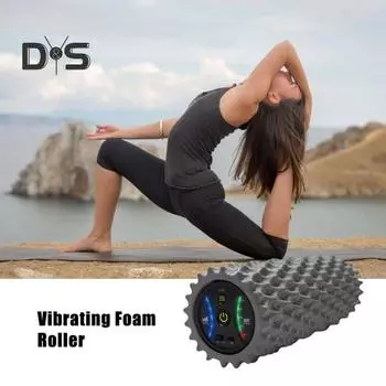 Электрический пенный ролик с 3 уровнями вибрации, регулируемый, для занятий йогой, снятия боли в спине, физиотерапии, восстановления мышц, глубокого массажа тканей серый