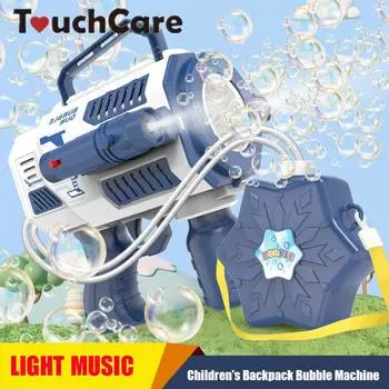 Электрический пистолет для пузырей с большой емкостью, мигающий автоматический вентилятор со световой музыкой, создатель пузырей для детского рюкзака, пузырьковый пистолет Bubble Machine розовый