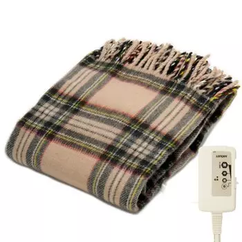Электрический плед Lifejoy, сделано в Японии, бежевый, в клетку, 160 см x 82 см, электрическое одеяло, моющееся, большое, пушистое, теплое JPN161CC