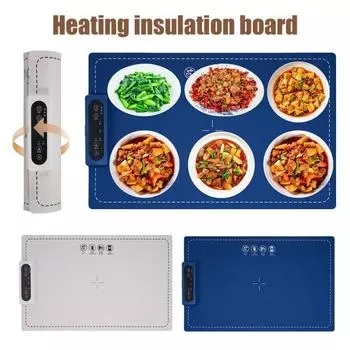 Электрический поднос для подогрева пищи, блокировка от случайного нажатия, 3 настройки таймера, 3 уровня температуры, быстрый нагрев белый