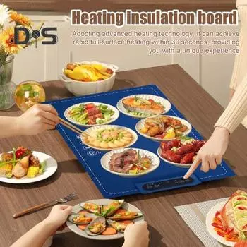 Электрический поднос для подогрева пищи, блокировка от случайного нажатия, 3 настройки таймера, 3 уровня температуры, быстрый нагрев, пищевой силиконовый подогреватель пищи для ежедневного использования белый