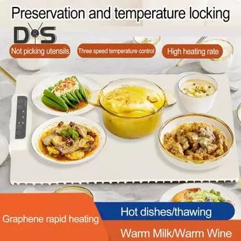 Электрический поднос для подогрева, силиконовый складной подогреватель для еды с регулируемой температурой, подносы с горячим нагревом для шведского стола, ресторана, вечеринки, ужина EU Plug