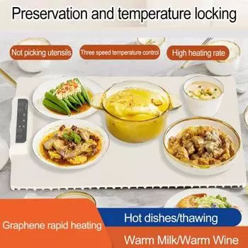 Электрический поднос для подогрева, силиконовый складной подогреватель для еды с регулируемой температурой, подносы с горячим нагревом для шведского стола, ресторана, вечеринки, ужина EU Plug