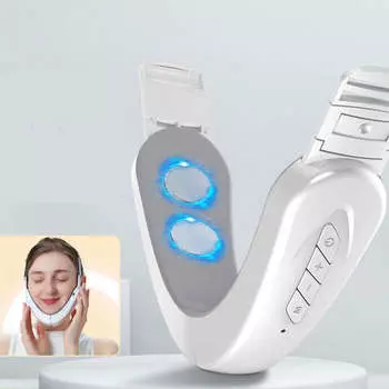 Электрический подогрев V-образного пояса для подтяжки лица, уменьшение двойного подбородка, 9 уровней силы вибрации, 6 режимов, пояс для похудения лица