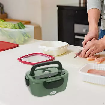 Электрический подогреваемый ланч-бокс, герметичный, легкий, портативный, для путешествий в машине, дома, зеленый зелёный