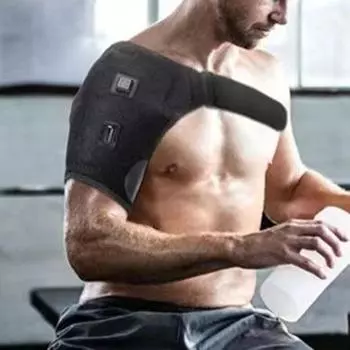 Электрический подогреваемый плечевой бандаж, 3 уровня нагрева, накладка на плечо, быстрый нагревательный массажер для снятия боли в плечах для женщин и мужчин Black чёрный