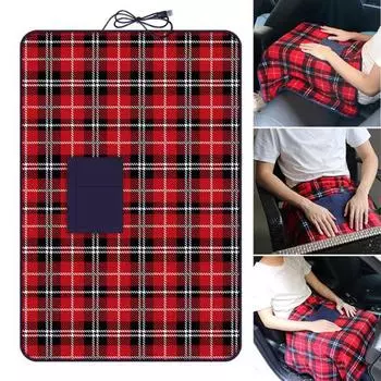 Электрический подогреваемый плед с USB-разъемом, сохраняющий тепло, безопасный для использования, универсальный автомобильный коврик для дома красный
