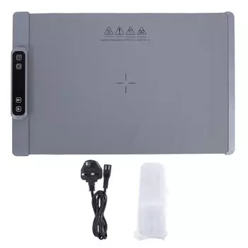 Электрический подогреваемый поднос с подогревом всей поверхности, сворачиваемый, портативный, силиконовый, 3 температурных режима UK Plug серый